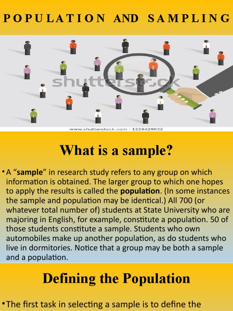 Population and Sampling PDF Sampling (Statistics) Statistics Population and Sampling PDF Sampling (Statistics) Statistics