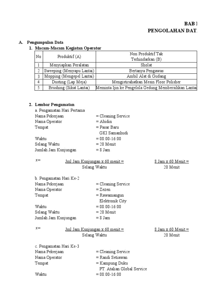 BAB 4 Work Sampling | PDF