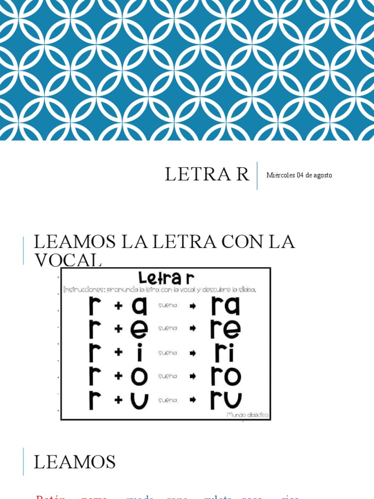 Actividades con la Letra R y Vocales | PDF | Artes del Lenguaje y ...