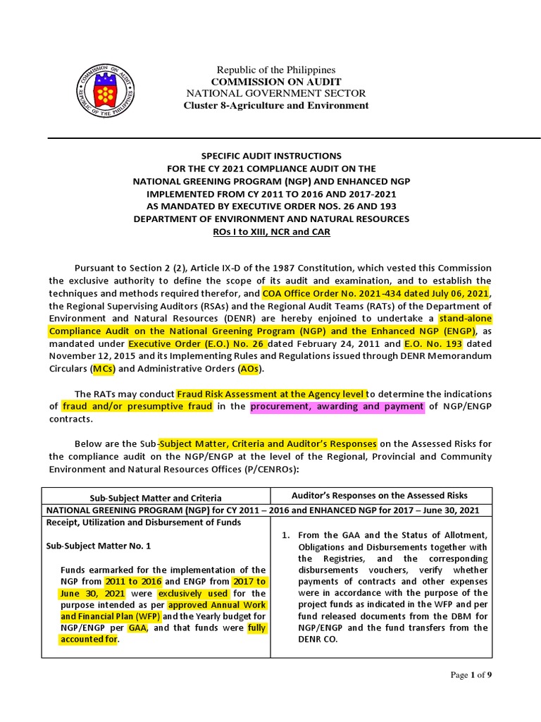 2021 Compliance Audit Guidelines for NGP | PDF | Audit | Specification ...