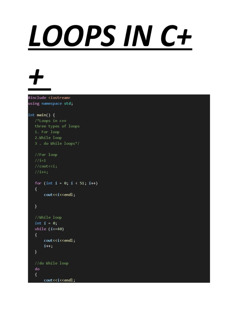 C++ Loop Types Explained | PDF | Teaching Methods & Materials | Computers