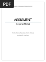 Assigment: Hungarian Method