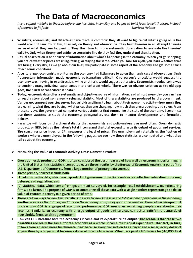 03 The Data of Macroeconomics | PDF | Gross Domestic Product | Value Added