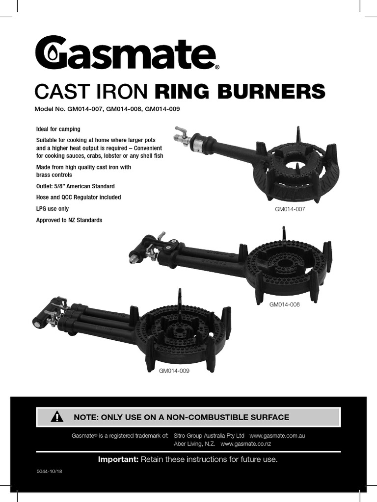 Cast Iron Ring Burners Important Retain These Instructions For Future