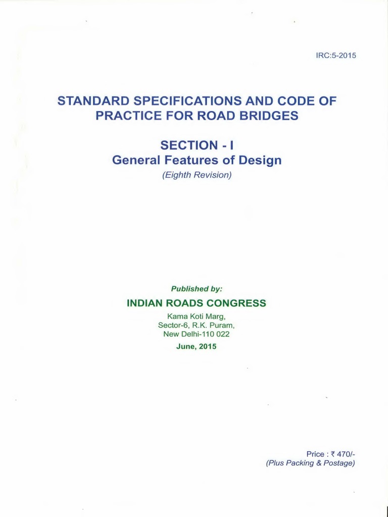 Standard Specifications and Code of Practice For Road Bridges Section