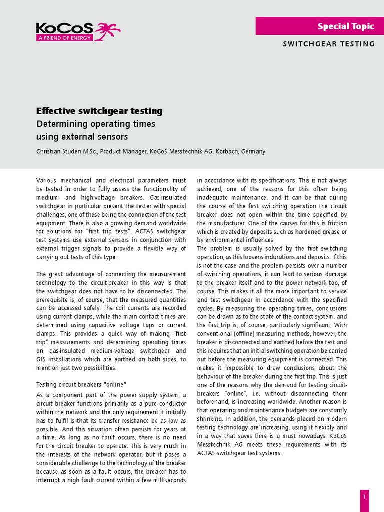 TP ACTAS Effective Switchgear Testing ENG | Download Free PDF ...