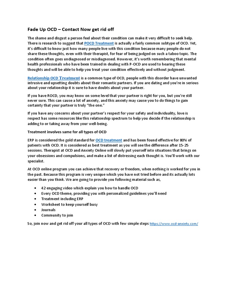 OCD Treatment PDF Disorder Psychiatric Diagnosis