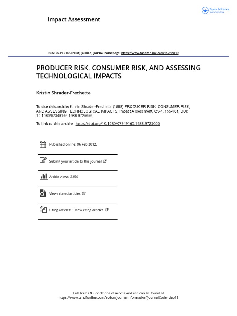 Producer Risk Consumer Risk and Assessing Technological Impacts PDF Type I And Type Ii