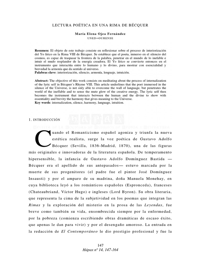 Lectura Rima XVII Becquer | PDF | Poesía