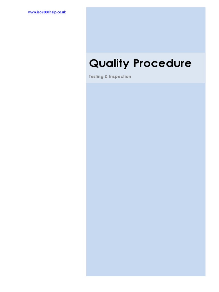 Quality Inspection Procedure Overview | PDF | Quality Management System ...