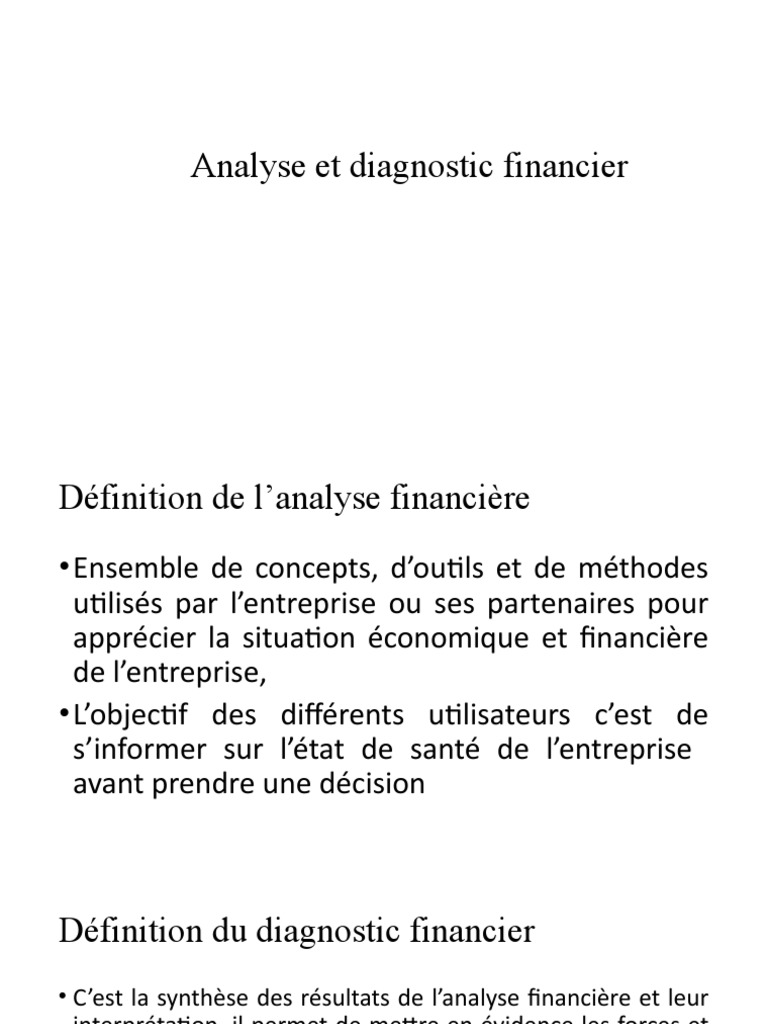 Analyse et Diagnostic Financier | PDF | Fonds de roulement | Capitaux ...