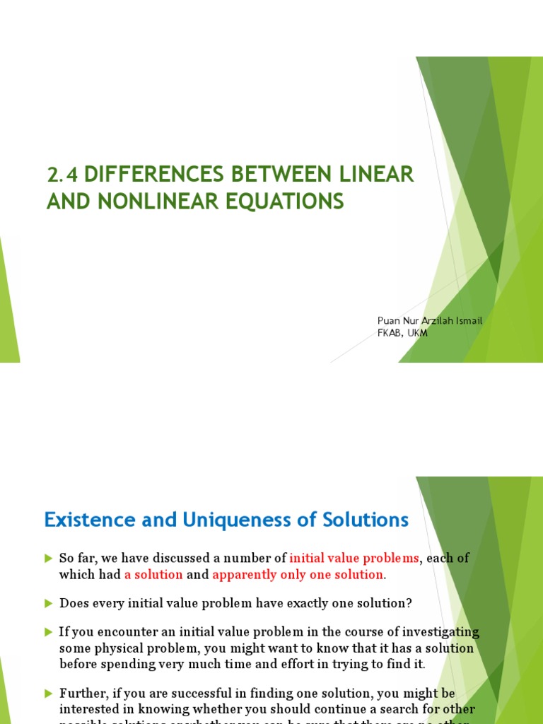 2.4 Differences Between Linear and Nonlinear Equations | PDF