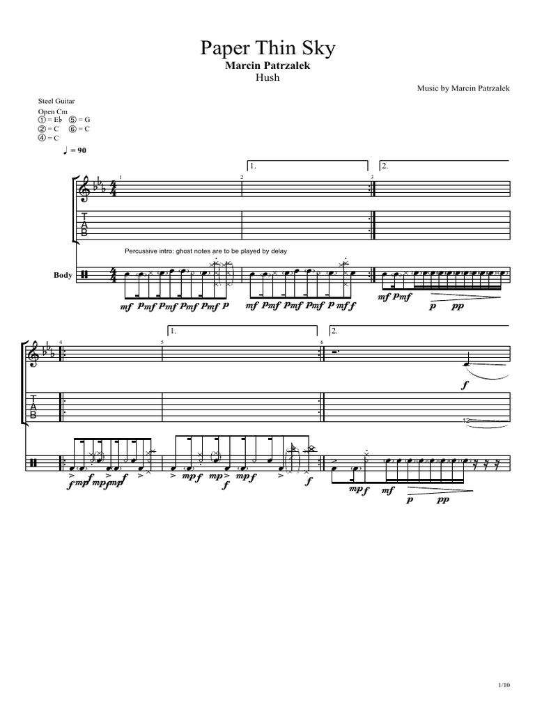 PAPER THIN SKY Marcin Patrzalek Guitar Tab PDF Guitars Necked Lutes