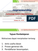 Technopreneurship Pertemuan 11 - Generasi Ide Usaha Teknologi