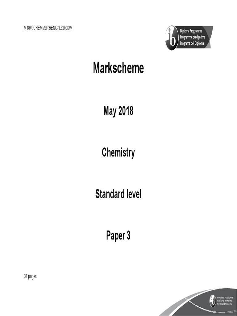 May 2018 IB Chemistry Paper 3 Markscheme | PDF | Nuclear Fission | Nuclear Fusion