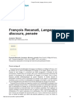 François Recanati, Langage, Discours, Pensée