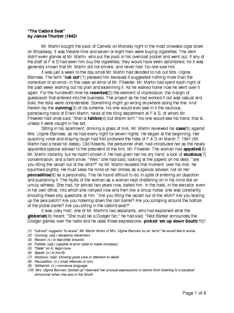 James Thurber The Catbird Seat PDF