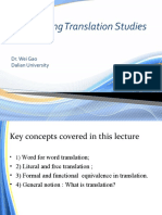 Introducing Translation Studies: Dr. Wei Gao Dalian University