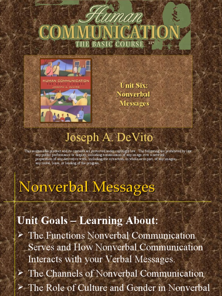 Joseph A. Devito: Unit Six: Nonverbal Messages | PDF | Nonverbal ...