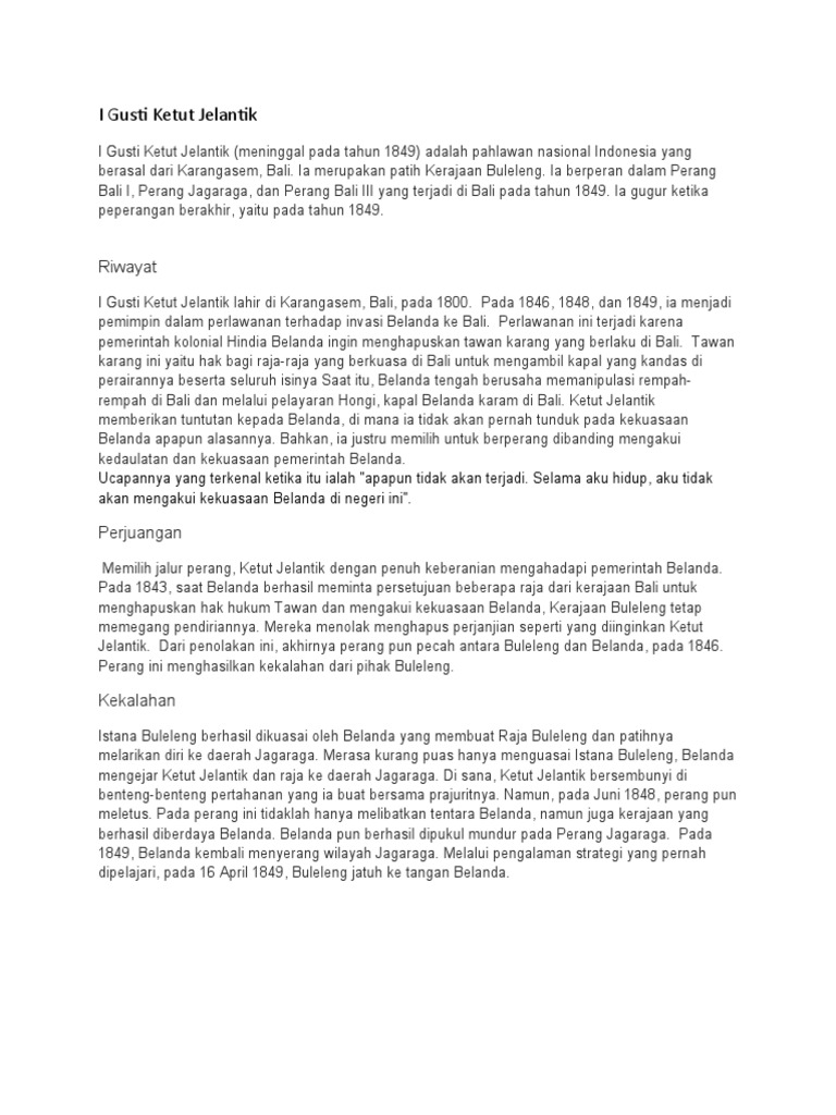 I Gusti Ketut Jelantik | PDF