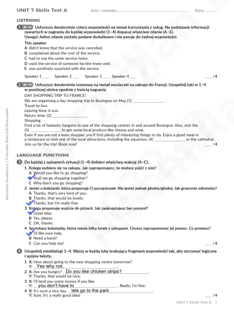 Test 7 Kl. 7a | PDF
