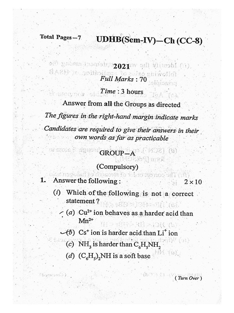 2021 SEM 4 CC8 Inorganic | PDF | Acid | Chemistry