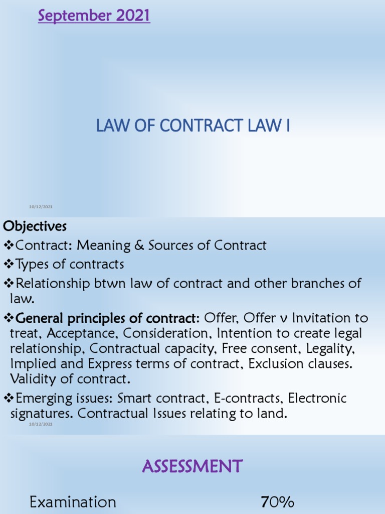 Overview of Contract Law in Kenya | PDF | Offer And Acceptance | Legal ...