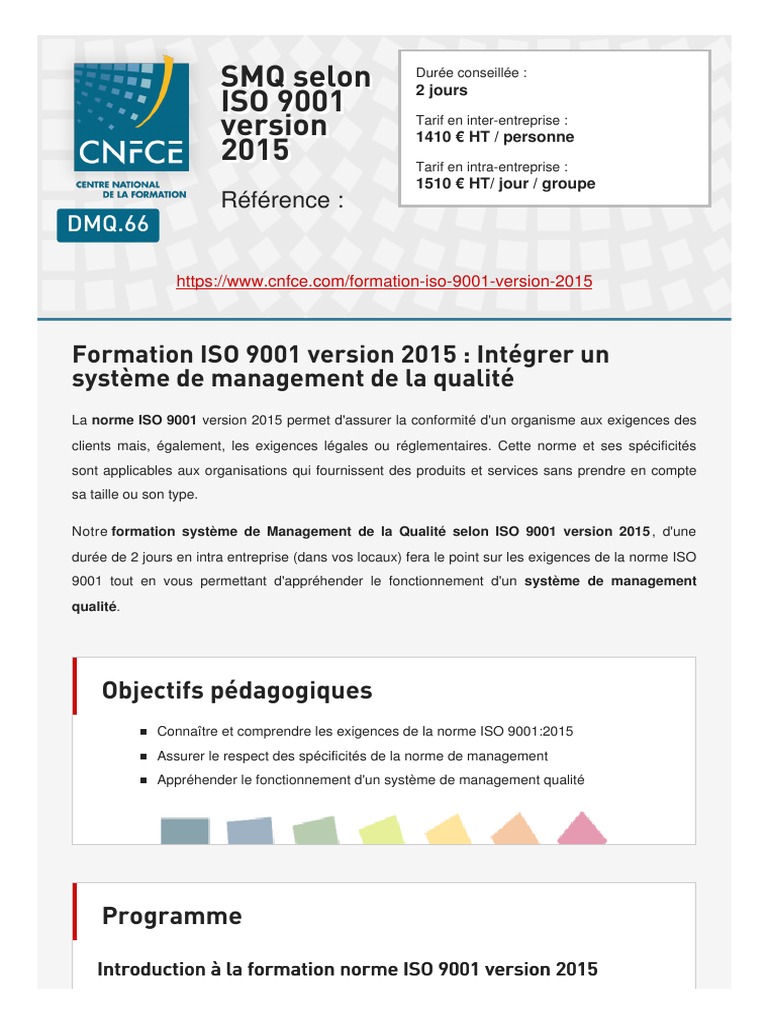 Iso 9001 Version 2015 | PDF | Management de la qualité | Système de ...