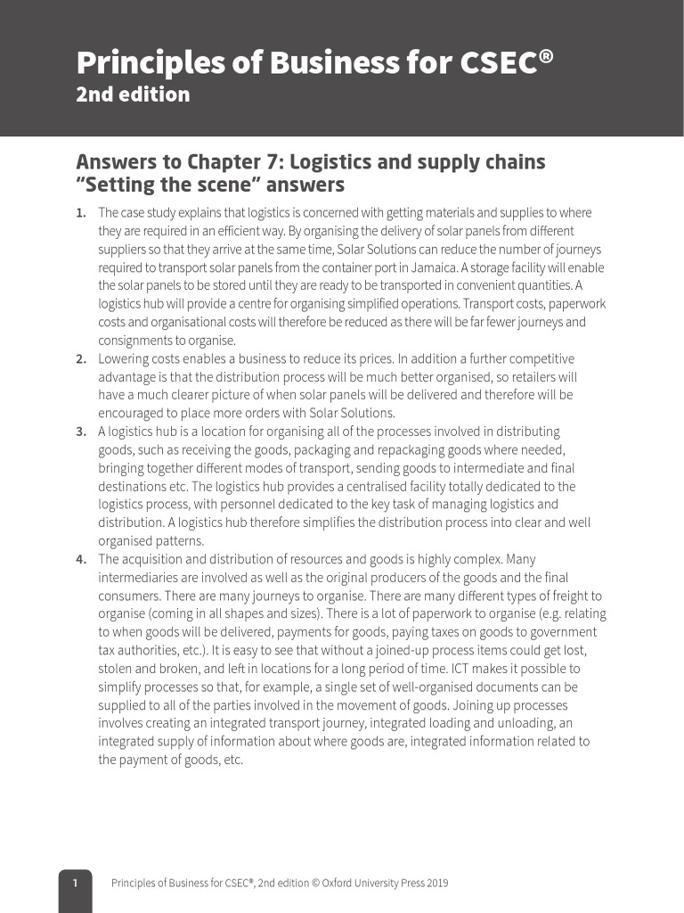 Principles of Business For CSEC®: 2nd Edition | PDF | Logistics | Cargo