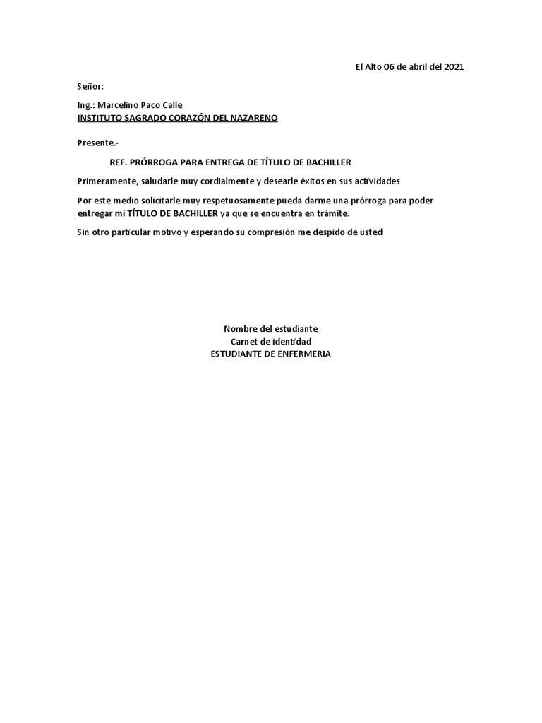 Solicitud de Prórroga de Documentos Académicos | PDF