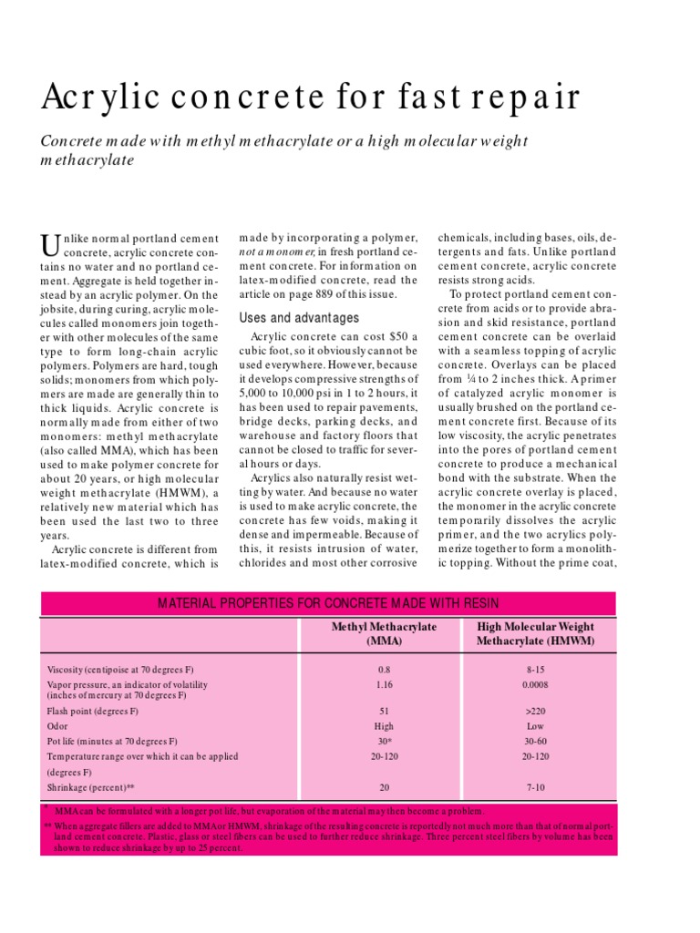 Acrylic Concrete For Fast Repair tcm45346366 PDF Concrete Poly