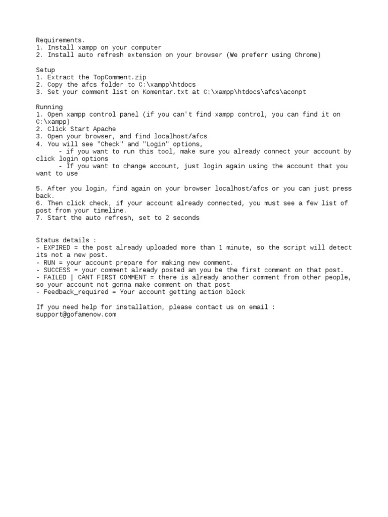 XAMPP Setup for Auto Comment Tool | PDF | Finance & Money Management ...