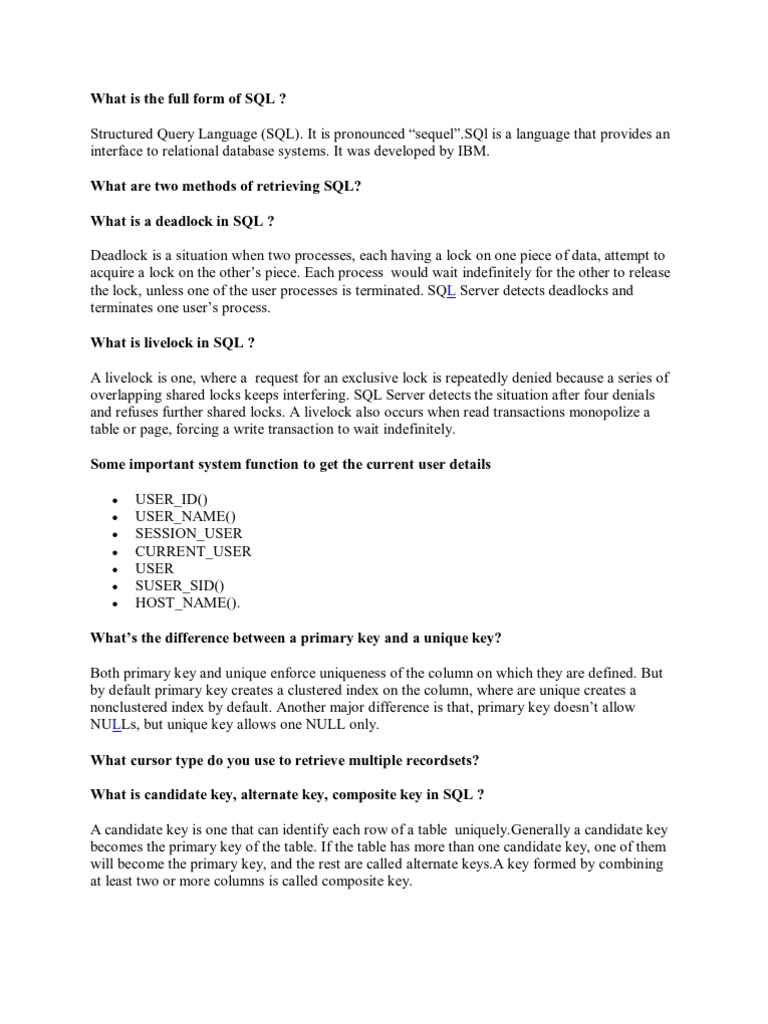 What is the full form of SQL | Database Index | Relational Database