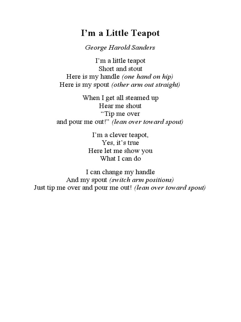 I'm A Little Teapot PDF