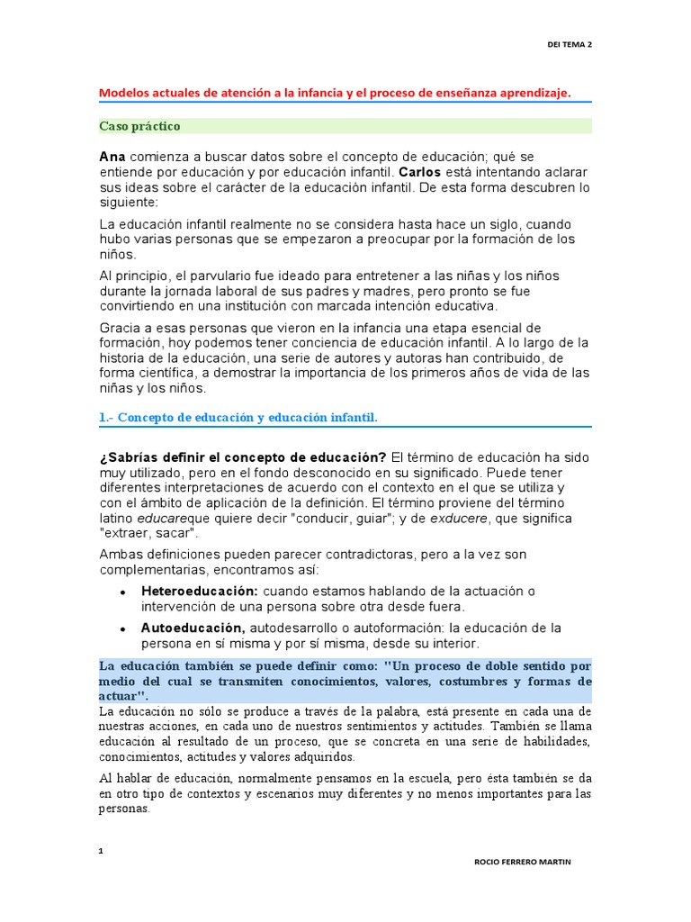 Dei Tema2 | PDF | Aprendizaje | Educación de la primera infancia
