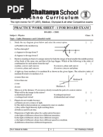 CBSE X Class Term - 1 Physics Practice Work Sheet 1