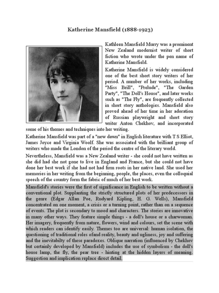 A Dill Pickle PDF Katherine Mansfield Short Stories