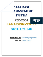 Data Base Management System: Lab Assignment-5