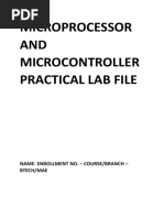 Microprocessor AND Microcontroller Practical Lab File: Name-Enrollment No. - Course/Branch - Btech/Mae