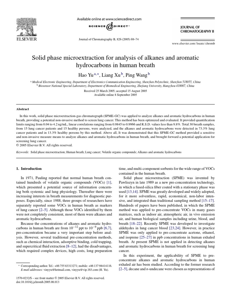 2005 Journal of Chromatography B PDF Volatile Organic Compound