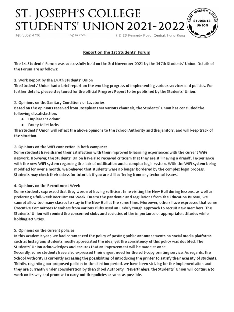 1st Students' Forum Report | PDF | Communication