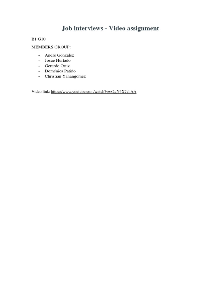 Job Interviews - Video Assignment | PDF
