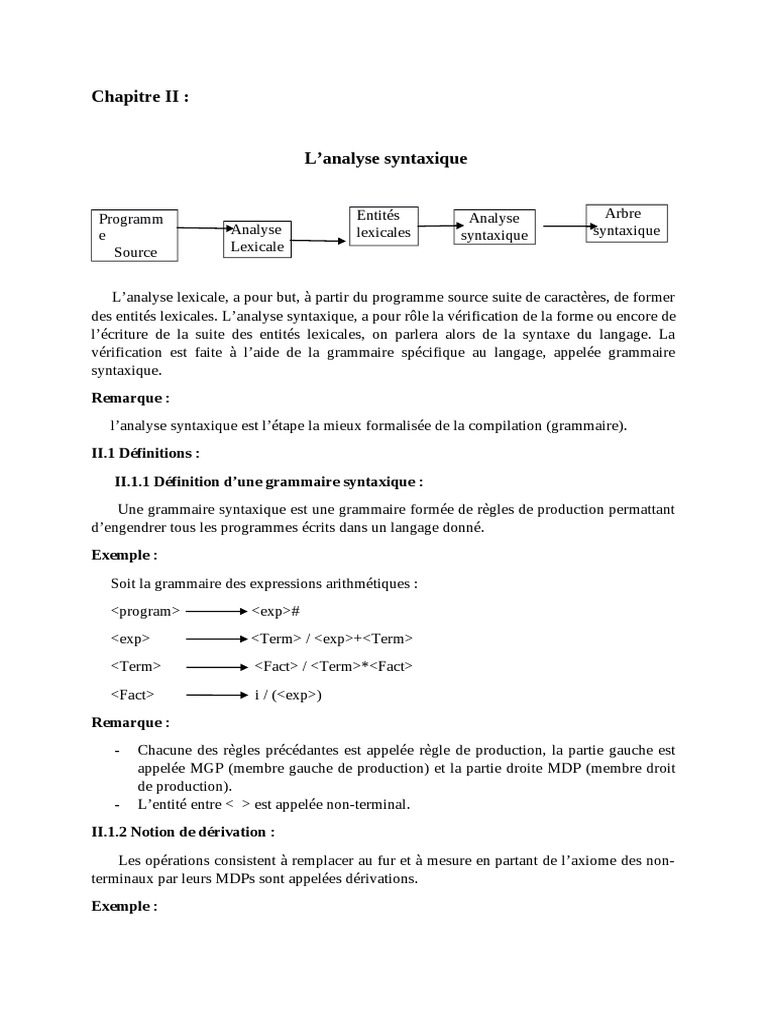 Analyse Syntaxique : Concepts et Méthodes | PDF | Analyse syntaxique ...
