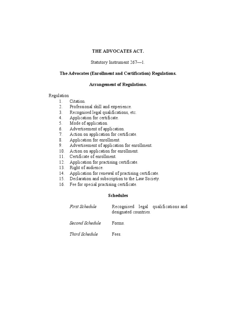 Advocates Enrollment & Certification Regulations | PDF | Advocate ...