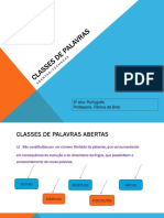 CLASSES DE PALAVRAS Fechadas e Abertas