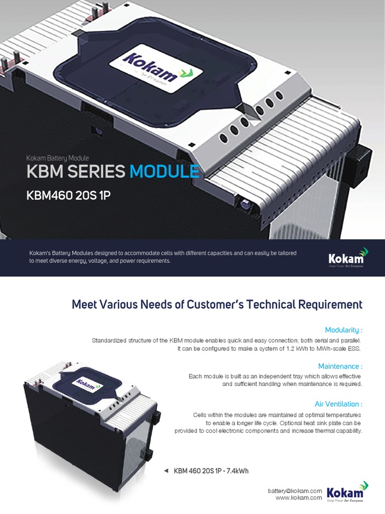 Kokam Battery Module 460 Series Brochure | PDF | Electrical Engineering ...