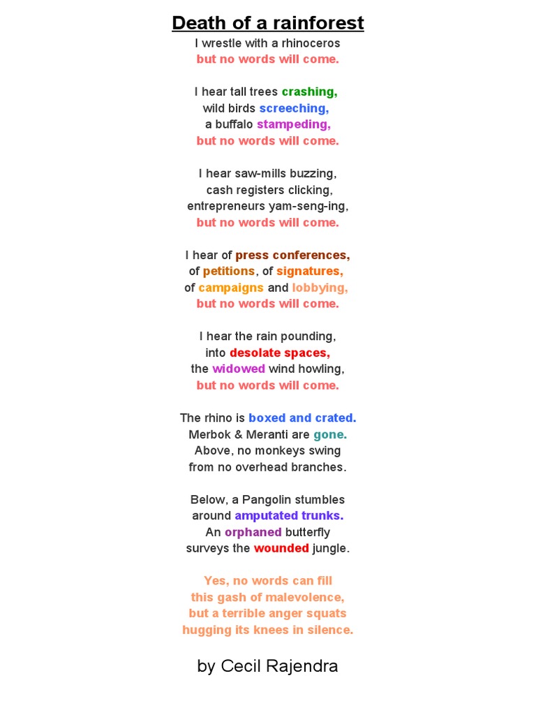 Death of a Rain Forest Poem