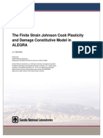 The Finite Strain Johnson Cook Plasticity and Damage Constitutive Model in Alegra