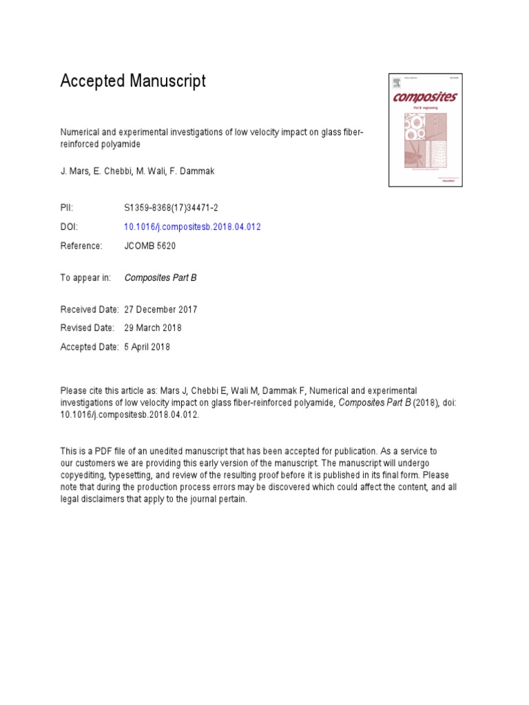 Numerical and Experimental Investigations of Low Velocity Impact On ...