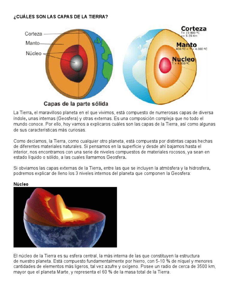 Capas Internas de la Tierra y Sus Características | PDF | Tierra ...